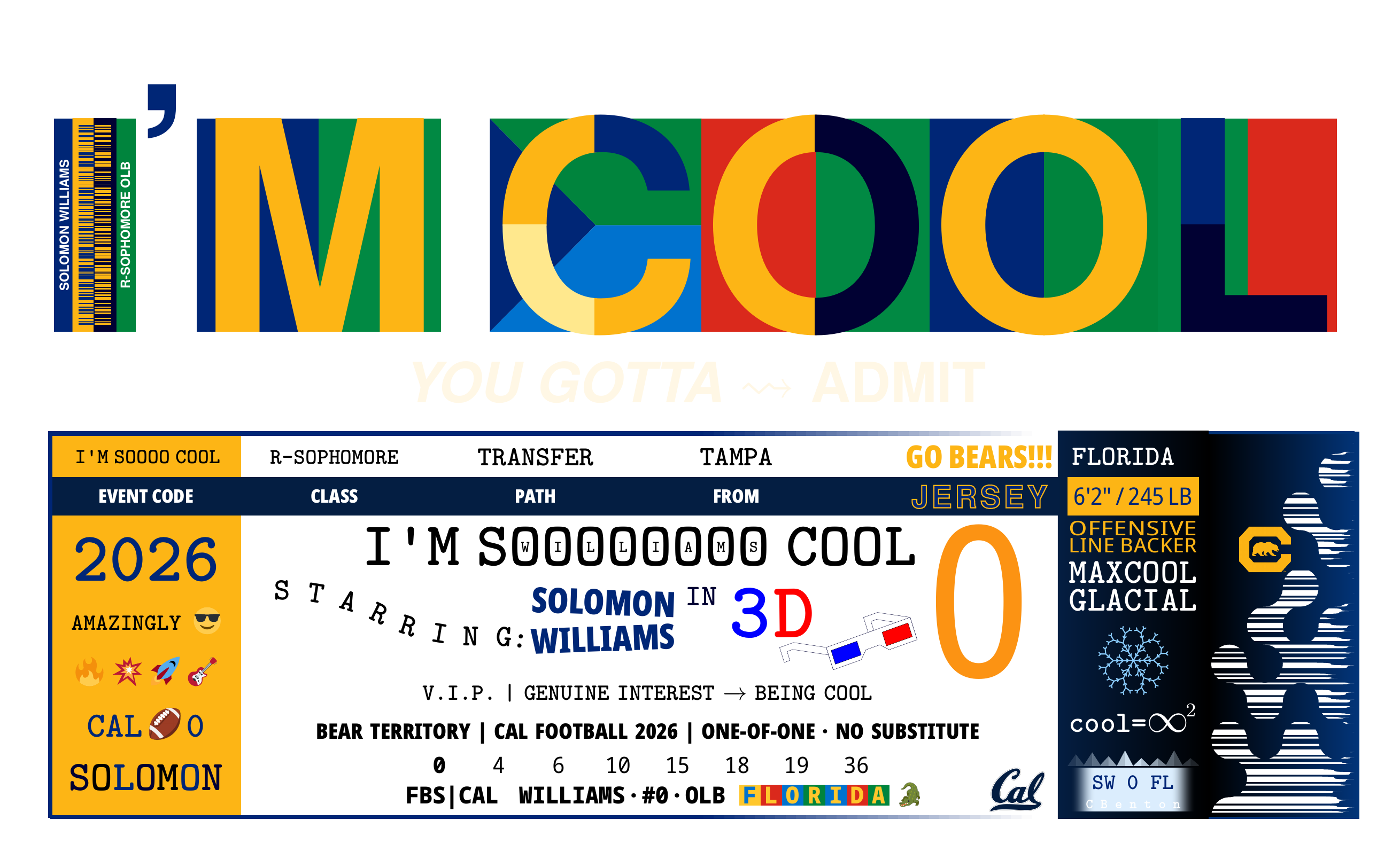 Solomon Williams sample within the UC Berkeley Football iteration of I’M COOL